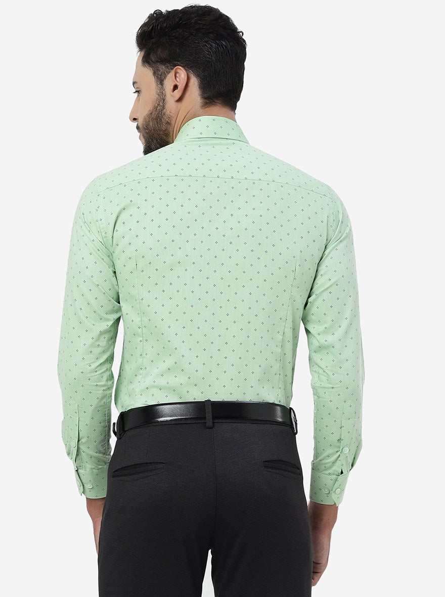 Green Printed Slim Fit Formal Shirt | Greenfibre