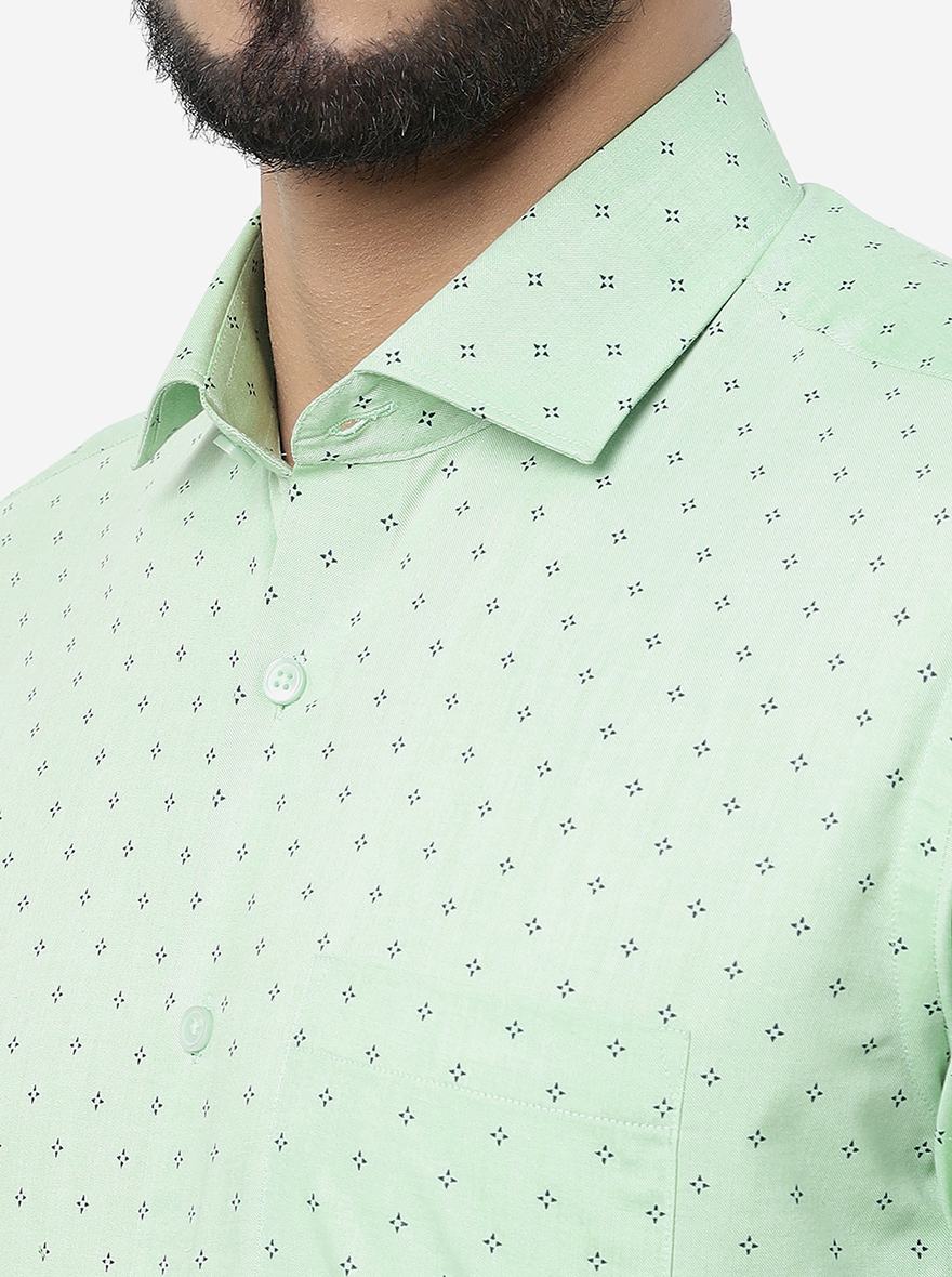 Green Printed Slim Fit Formal Shirt | Greenfibre