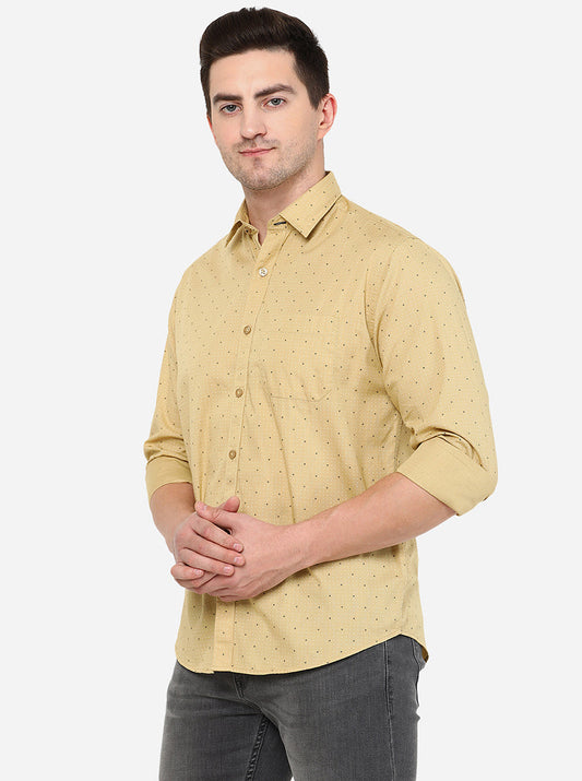Yellow Printed Smart Fit Casual Shirt | Greenfibre