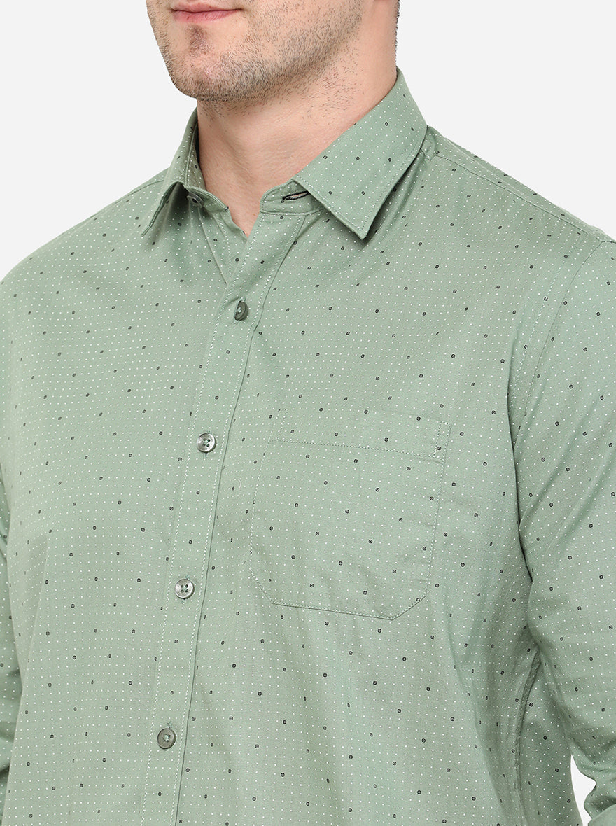 Green Printed Smart Fit Casual Shirt | Greenfibre