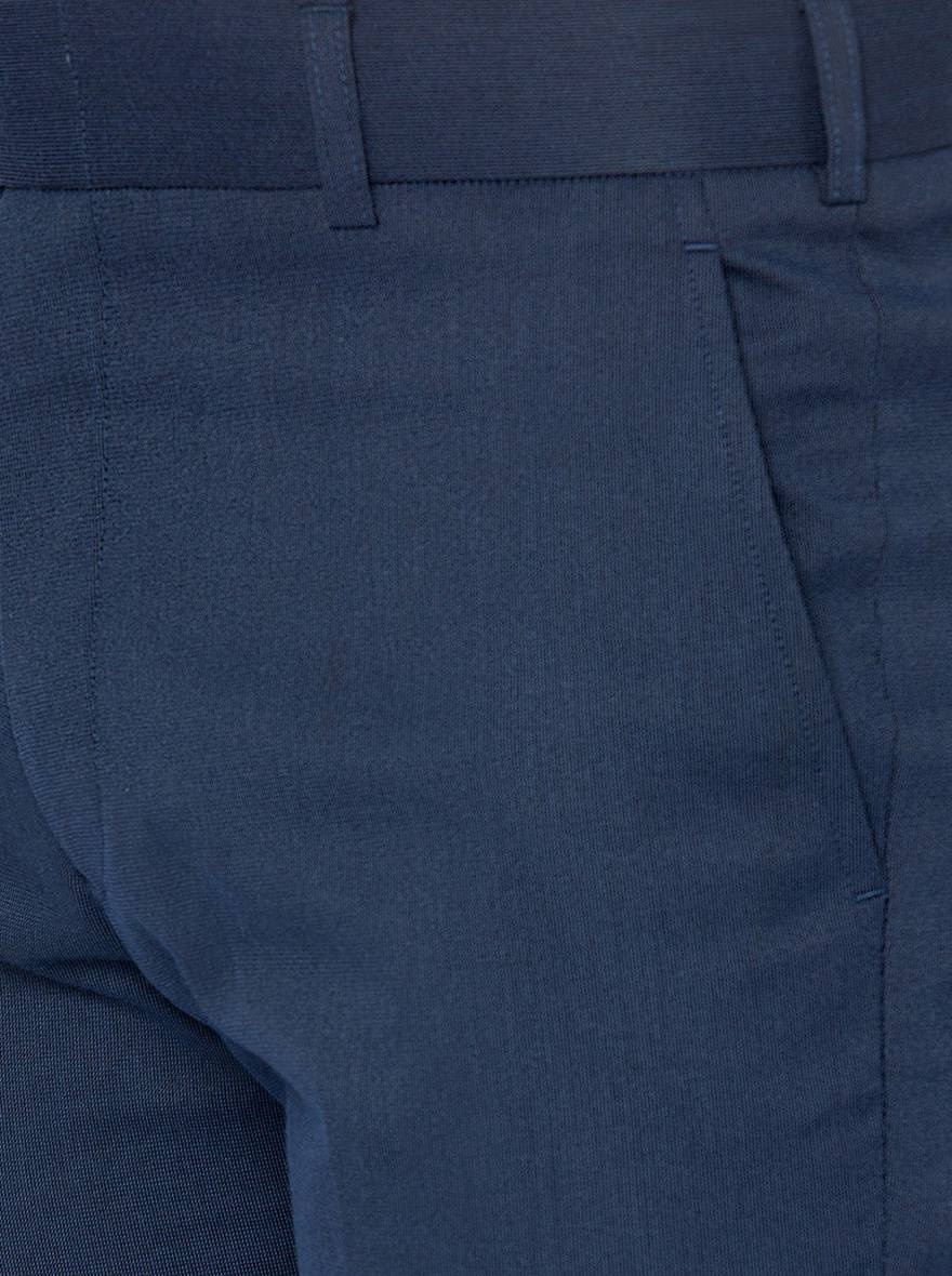 Navy Blue Solid Slim Fit Formal Trouser | Greenfibre