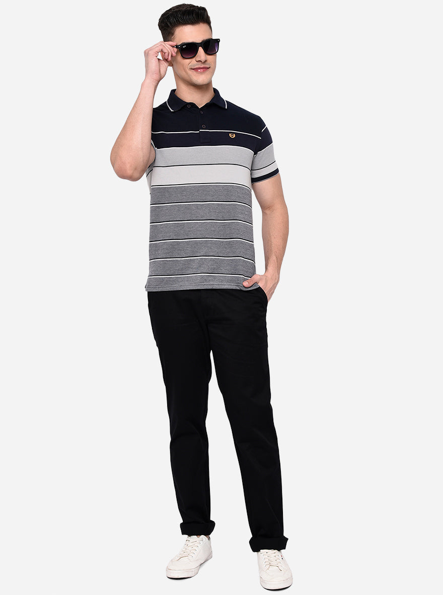 Black Solid Slim Fit Casual Trouser | Greenfibre
