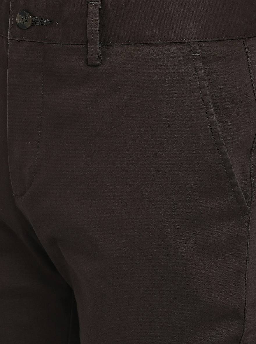 Lash Brown Solid Super Slim Fit Casual Trouser | Greenfibre