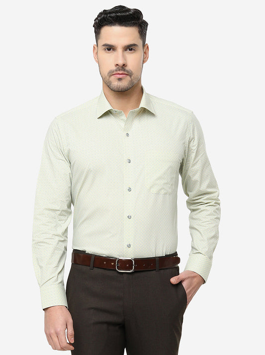 Yellow Printed Slim Fit Formal Shirt | Greenfibre