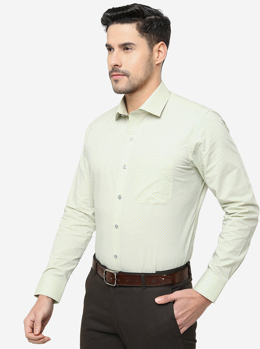 Yellow Printed Slim Fit Formal Shirt | Greenfibre