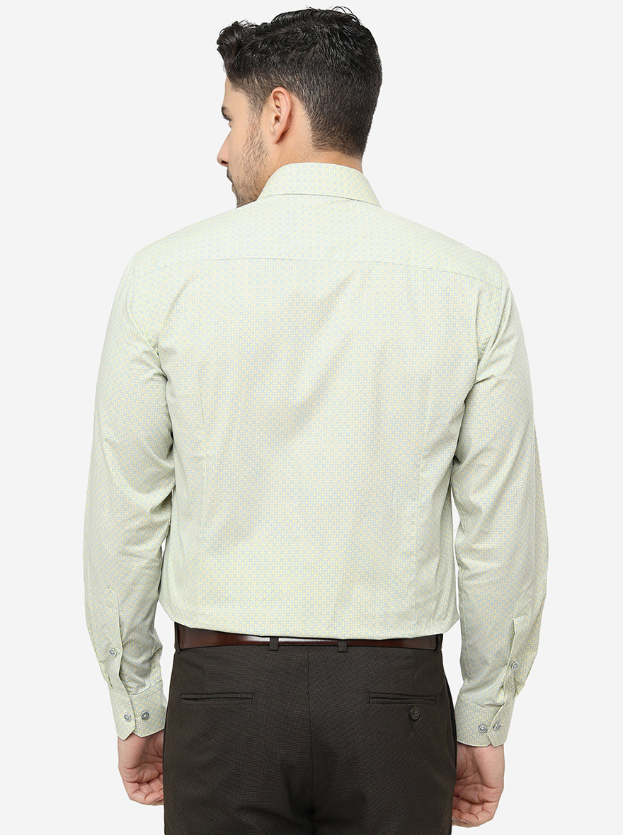 Yellow Printed Slim Fit Formal Shirt | Greenfibre