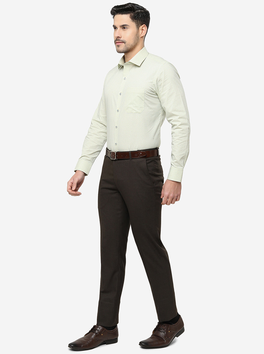 Yellow Printed Slim Fit Formal Shirt | Greenfibre