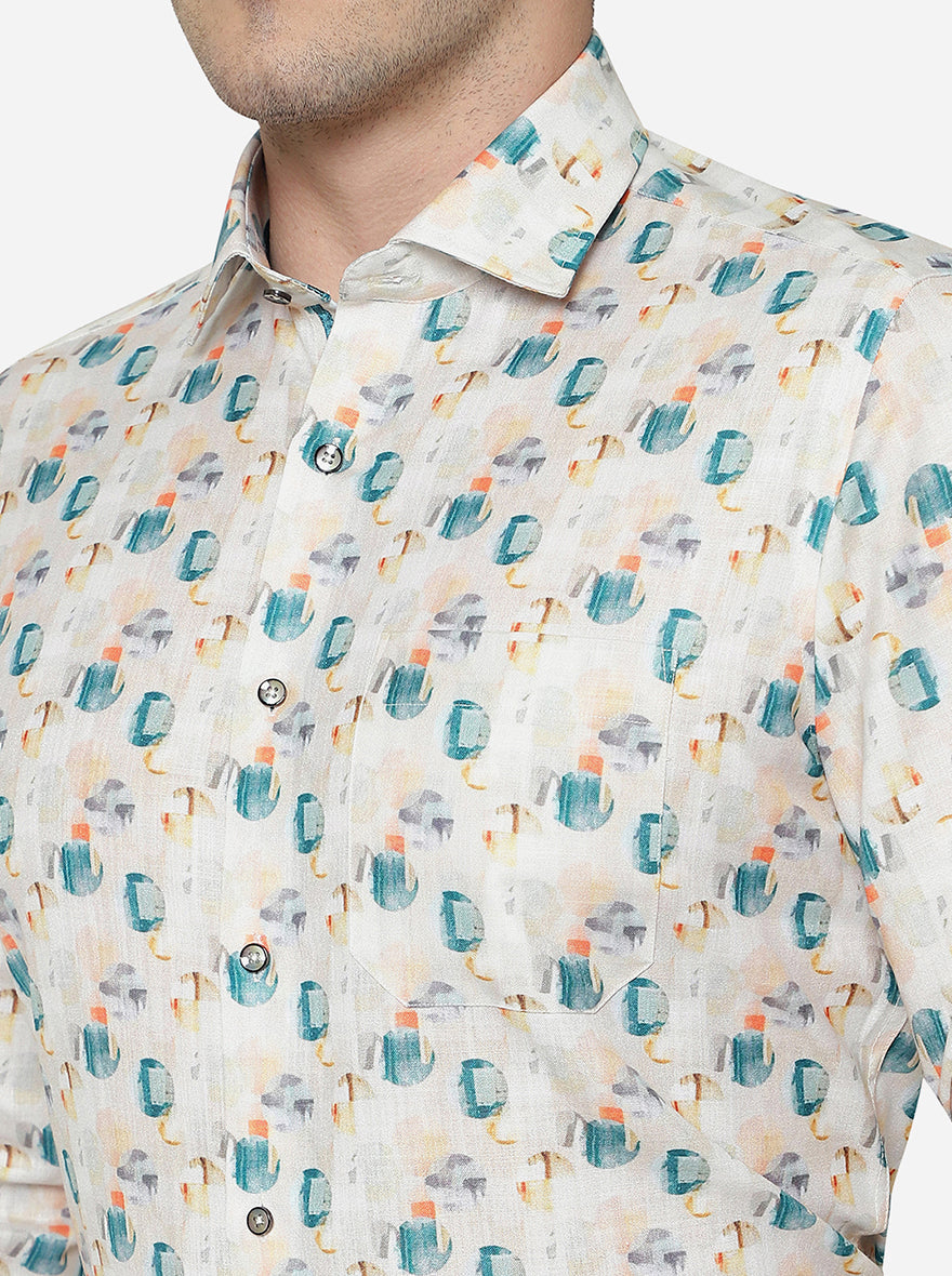 Multicolor Printed Slim Fit Party Wear Shirt | Greenfibre
