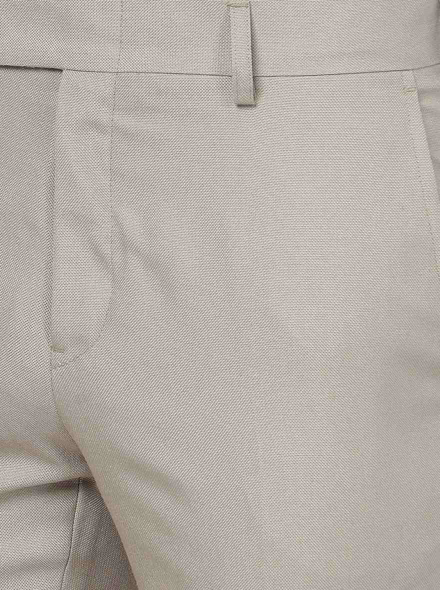 Beige Solid Slim Fit Formal Trouser | Greenfibre