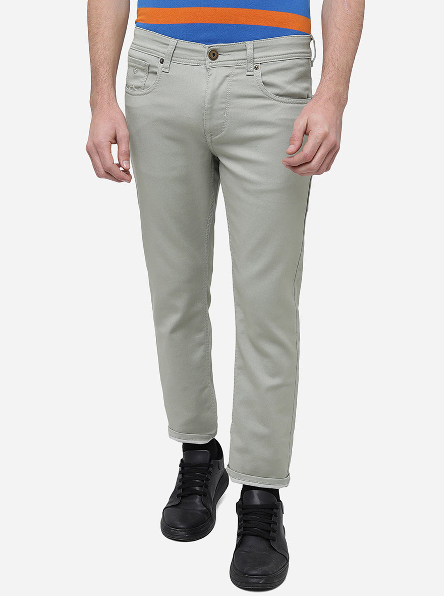 Light Olive Washed Narrow Fit Jeans | Greenfibre