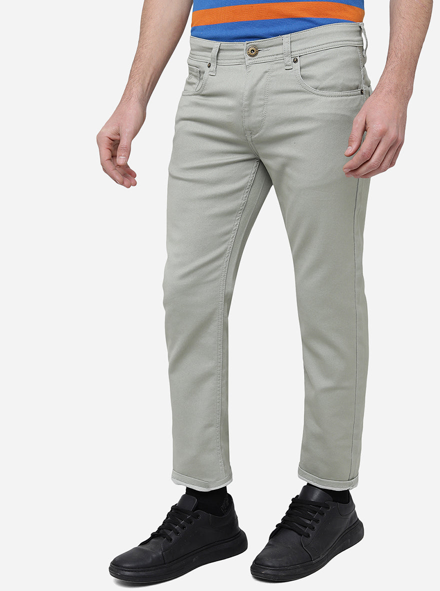 Light Olive Washed Narrow Fit Jeans | Greenfibre