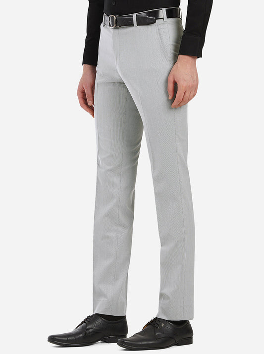 Grey Solid Slim Fit Formal Trouser | Greenfibre