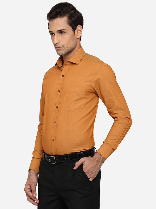 Mustard Yellow Solid Slim Fit Formal Shirt | Greenfibre