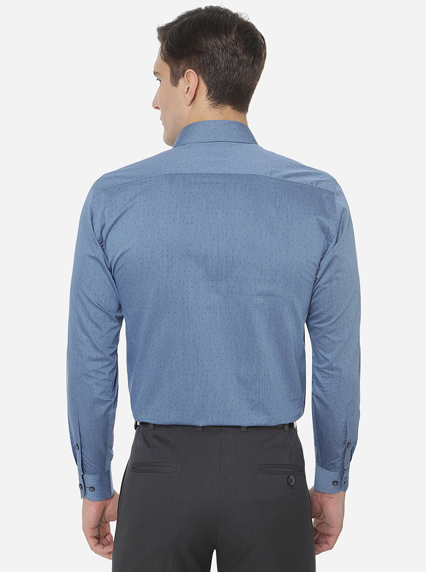 Blue Printed Regular Fit Formal Shirt | Greenfibre