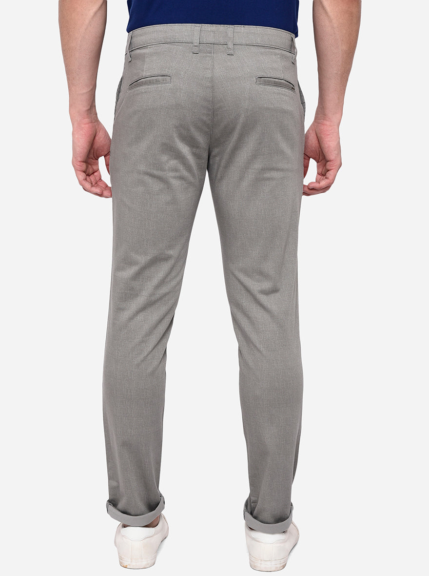 Grey Solid Neo Fit Casual Trouser | Greenfibre