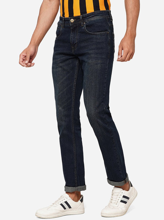 Ink Blue Washed Straight Fit Jeans | Greenfibre