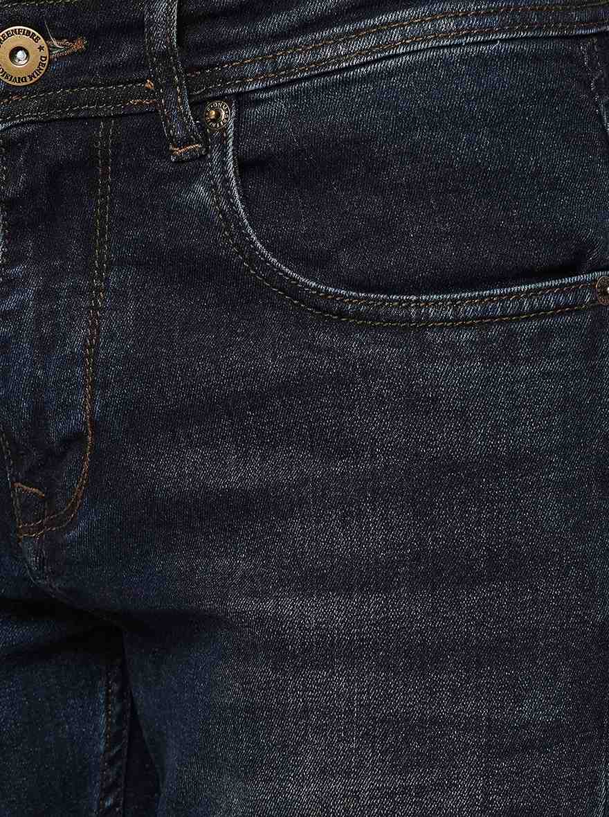 Ink Blue Washed Straight Fit Jeans | Greenfibre