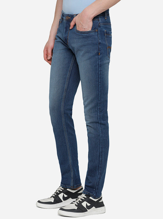 Mid Blue Washed Narrow Fit Jeans | Greenfibre