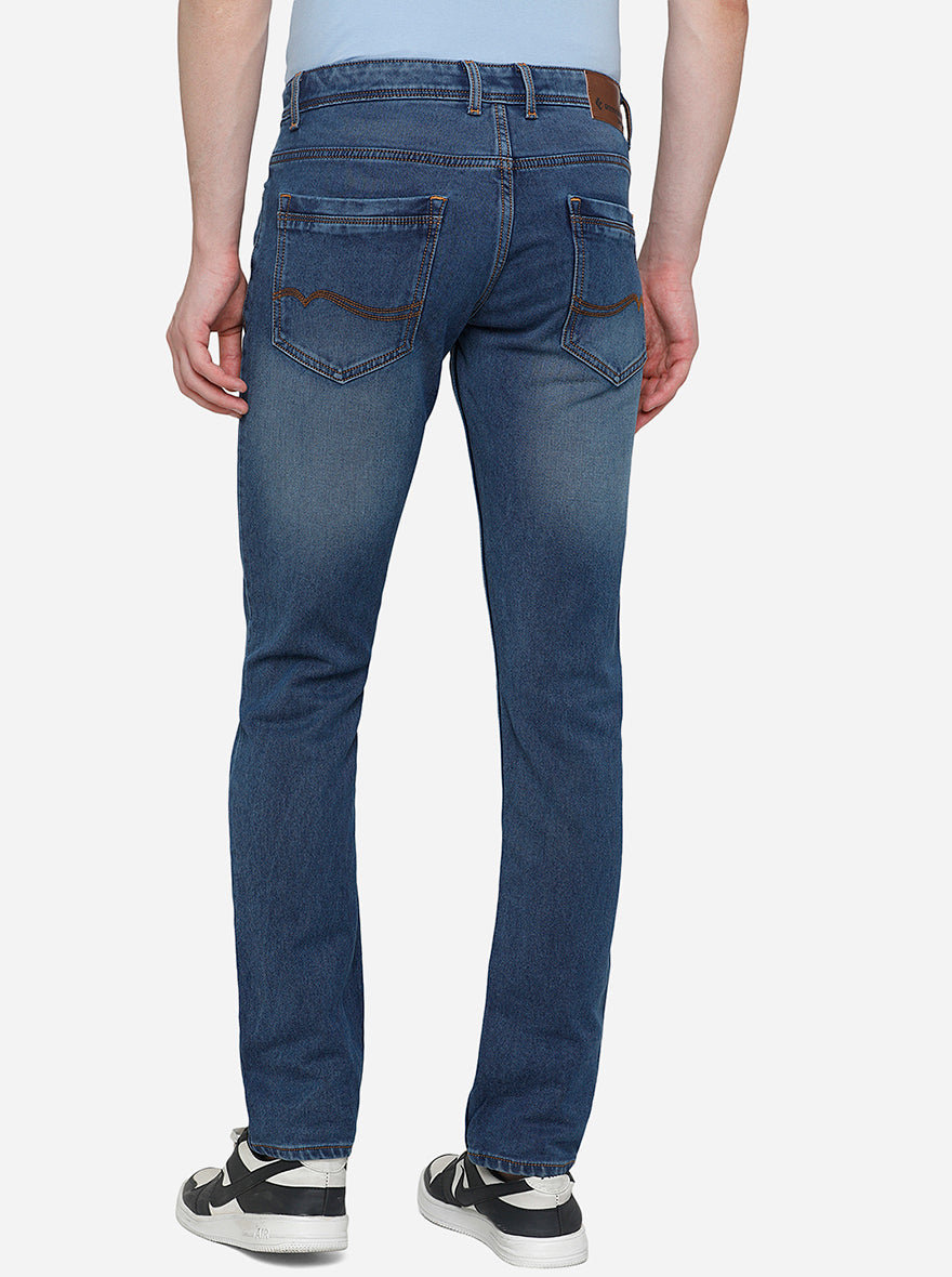 Mid Blue Washed Narrow Fit Jeans | Greenfibre