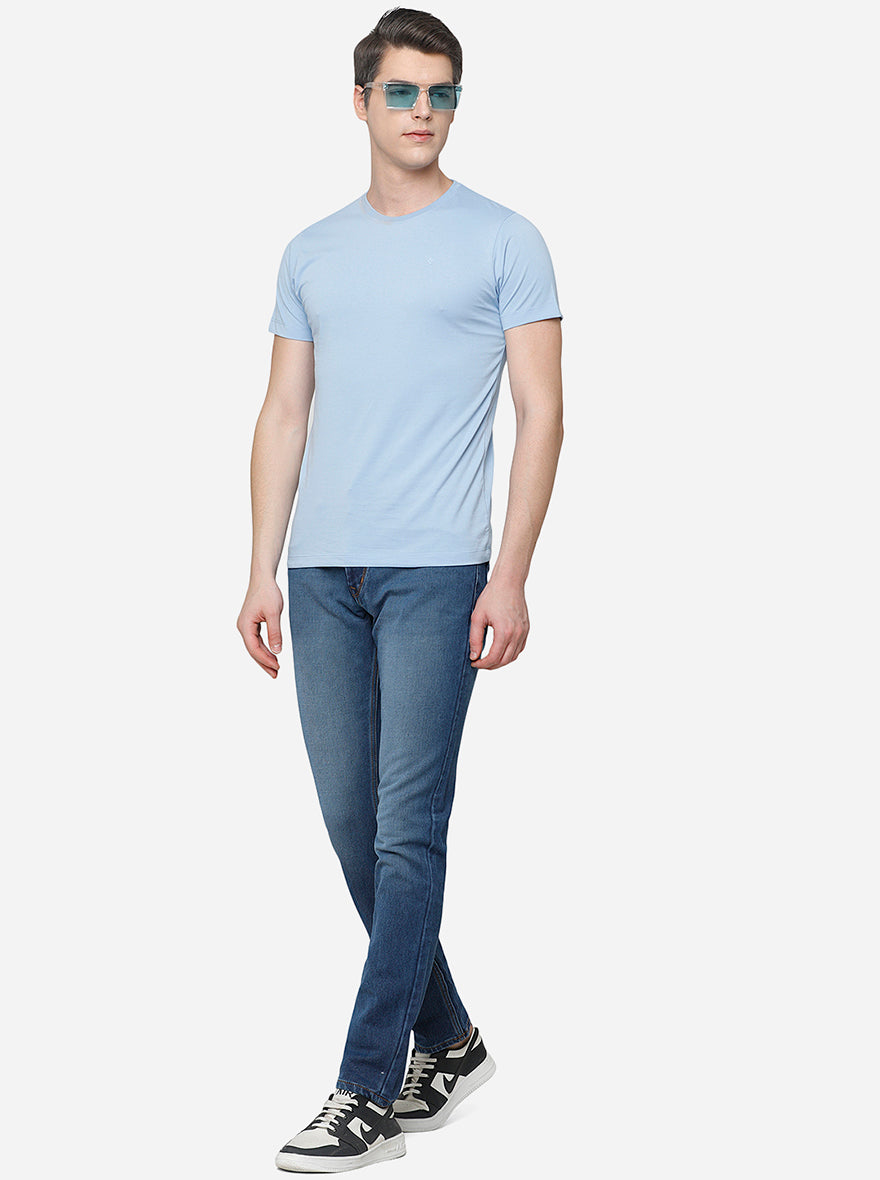 Mid Blue Washed Narrow Fit Jeans | Greenfibre