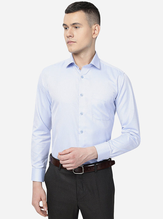 Sky Blue Printed Slim Fit Formal Shirt | Greenfibre
