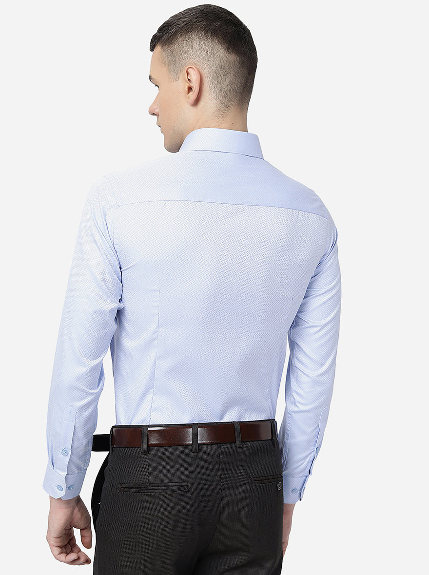 Sky Blue Printed Slim Fit Formal Shirt | Greenfibre