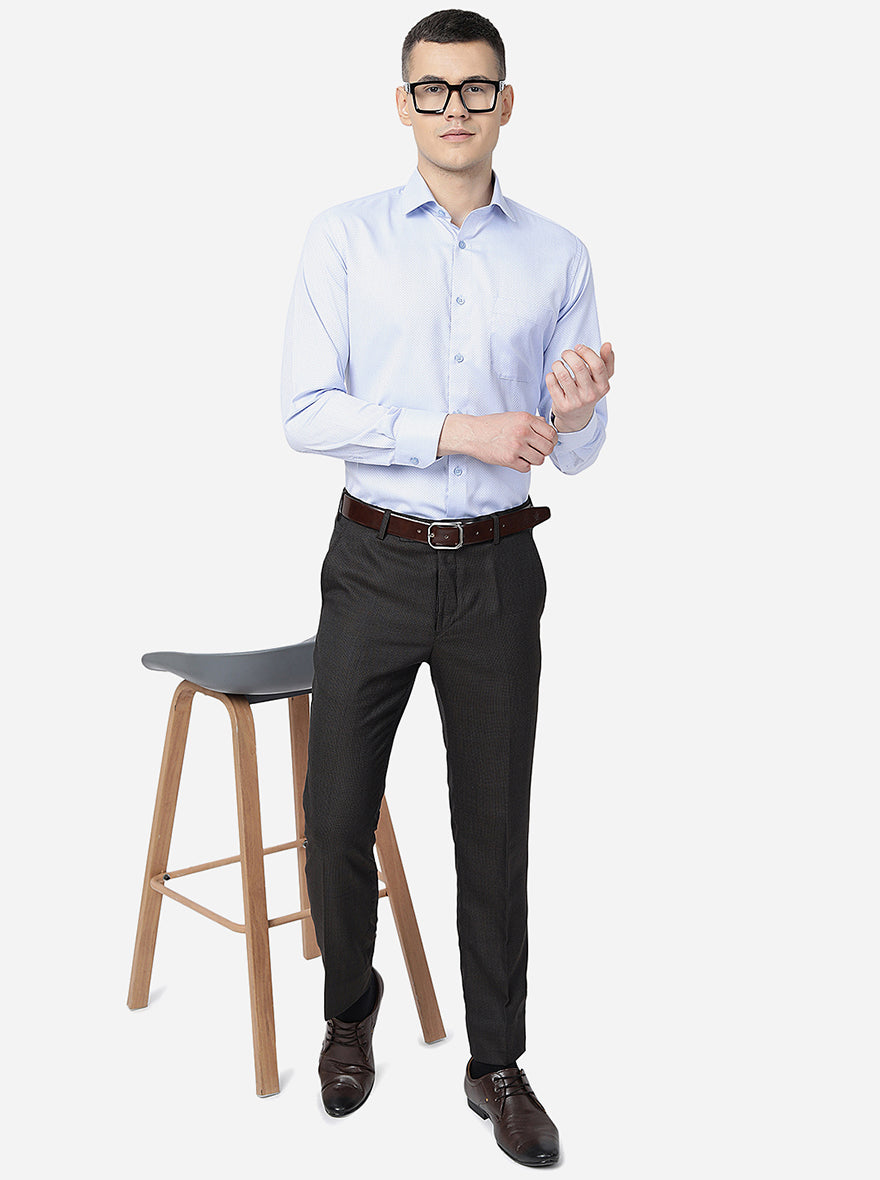 Sky Blue Printed Slim Fit Formal Shirt | Greenfibre