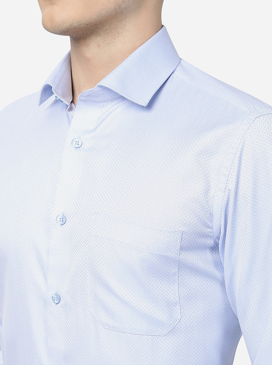 Sky Blue Printed Slim Fit Formal Shirt | Greenfibre