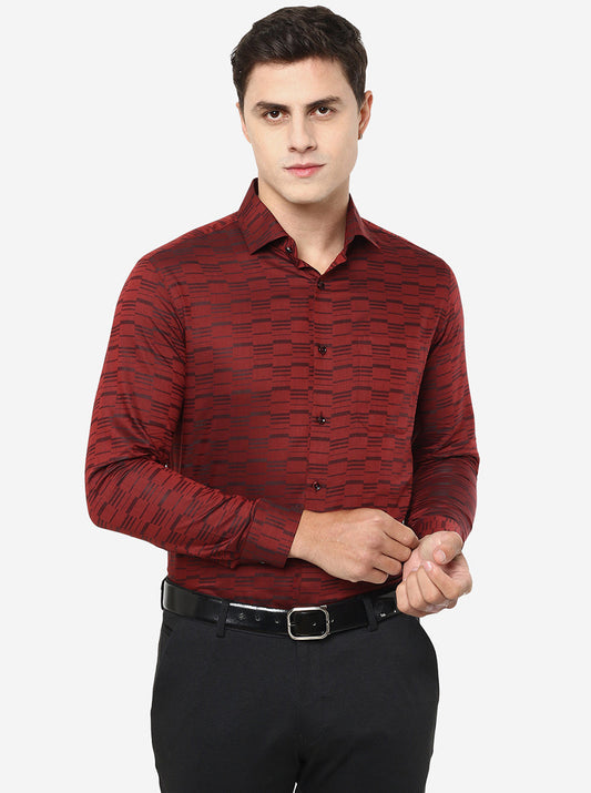 Red Printed Slim Fit Party Wear Shirt | Greenfibre