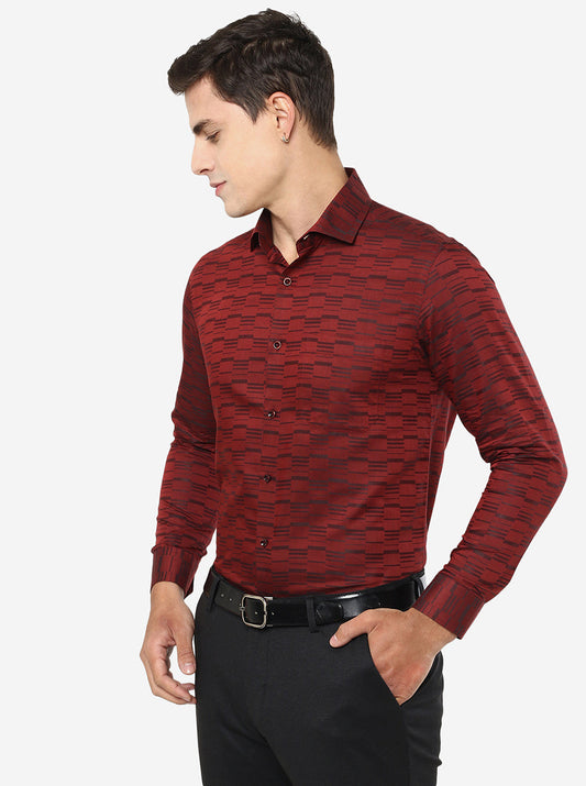 Red Printed Slim Fit Party Wear Shirt | Greenfibre