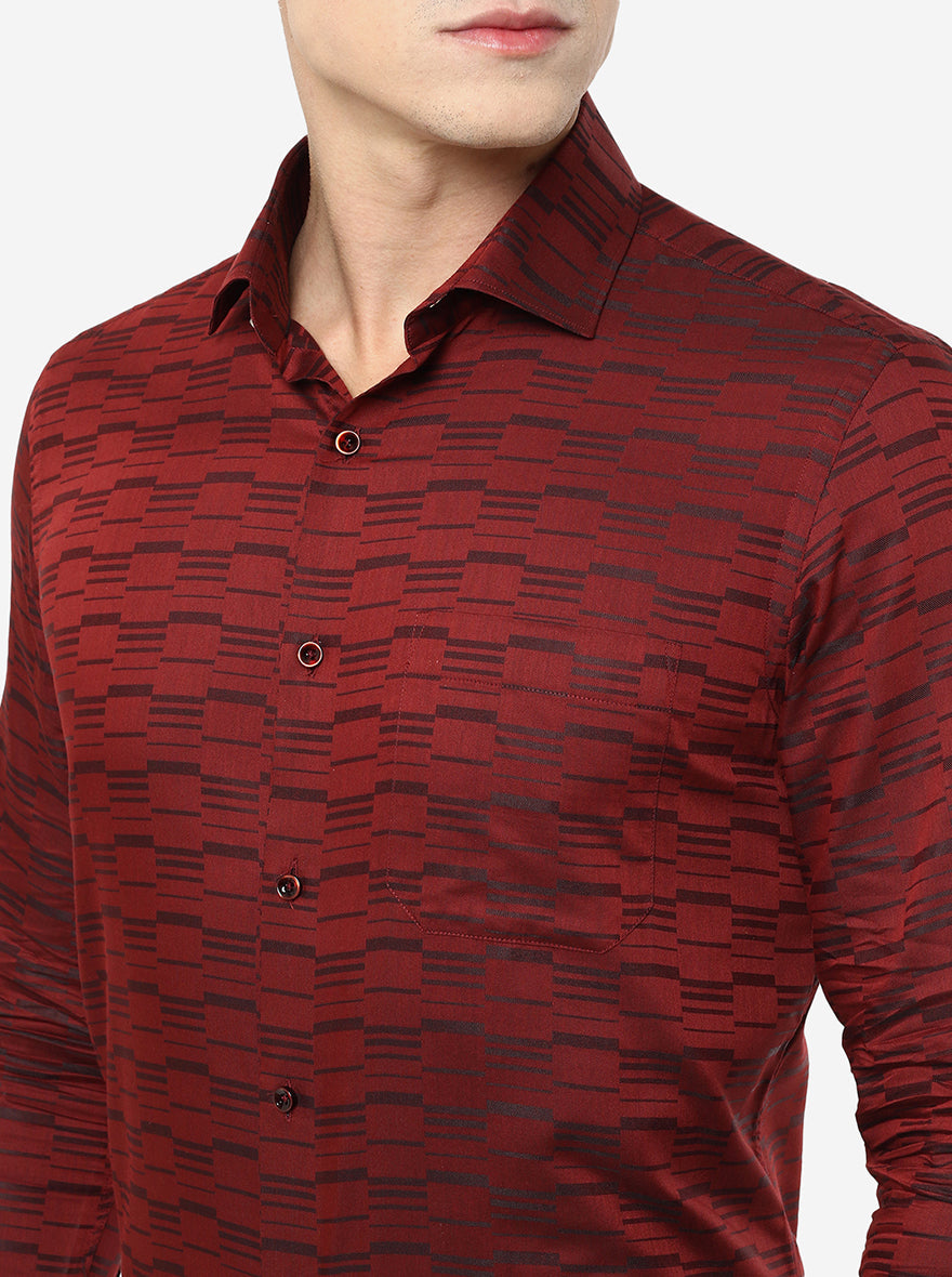 Red Printed Slim Fit Party Wear Shirt | Greenfibre