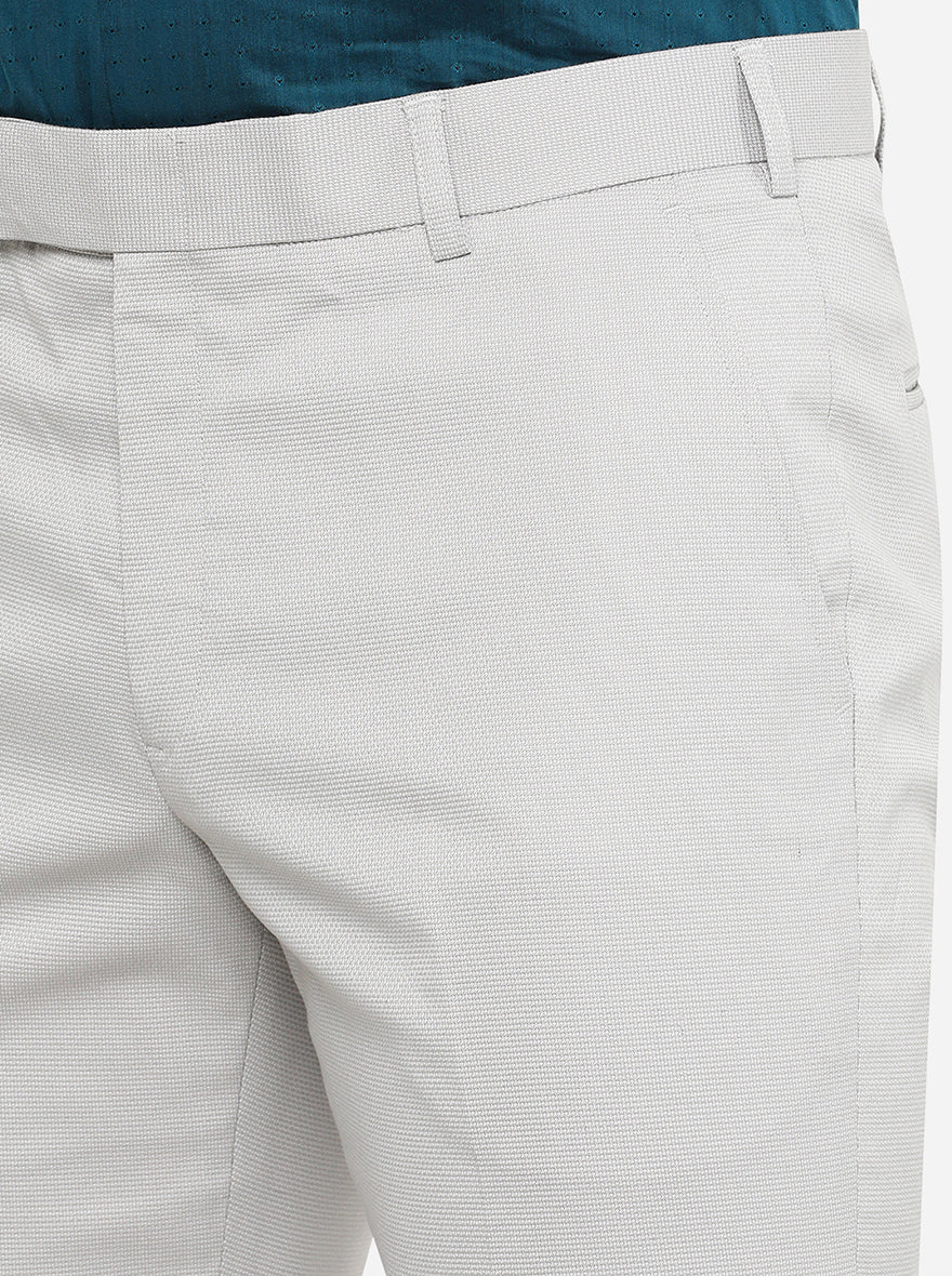 Light Grey Solid Slim Fit Formal Trouser | Greenfibre