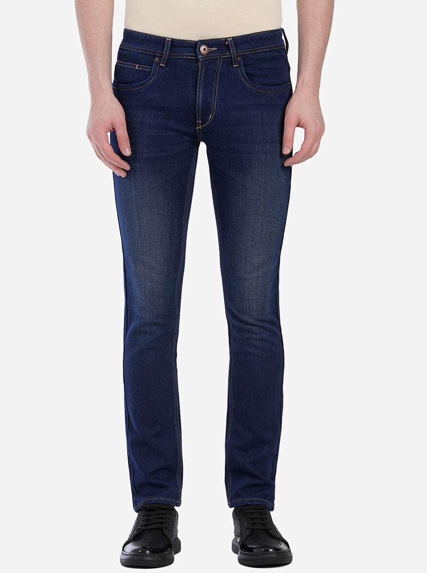 Blue Solid Narrow Fit Jeans | Greenfibre