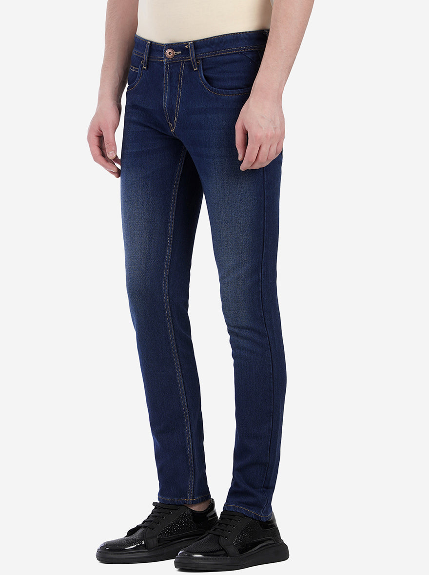 Blue Solid Narrow Fit Jeans | Greenfibre