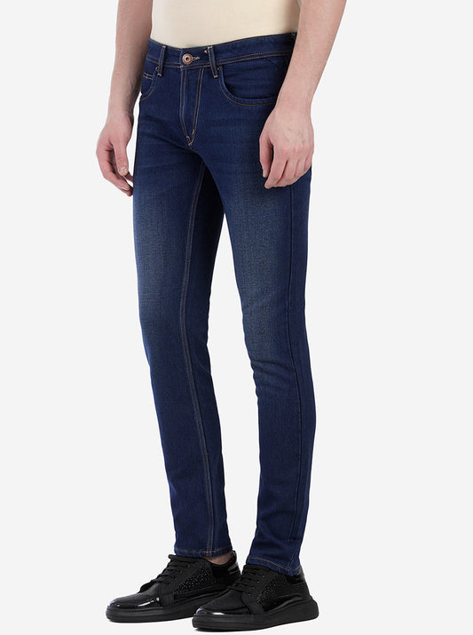 Blue Solid Narrow Fit Jeans | Greenfibre