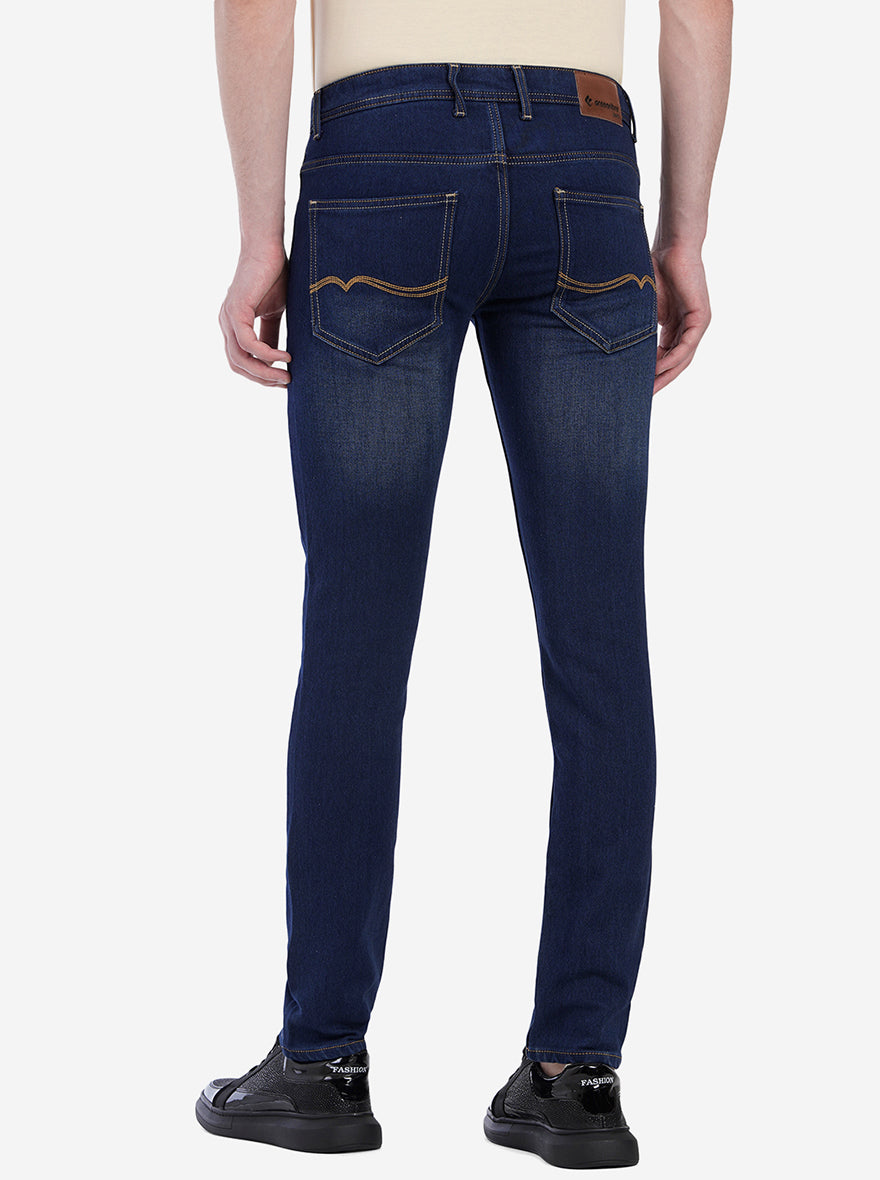 Blue Solid Narrow Fit Jeans | Greenfibre