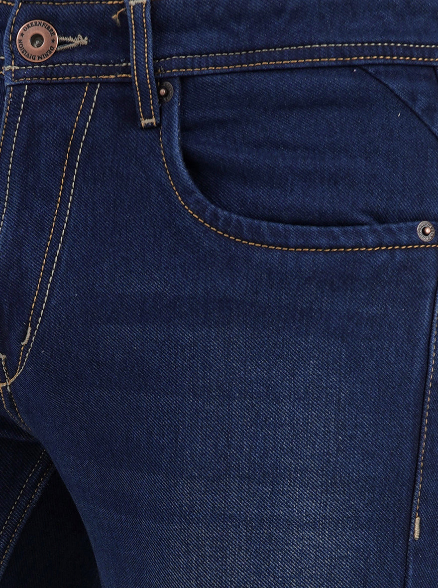 Blue Solid Narrow Fit Jeans | Greenfibre