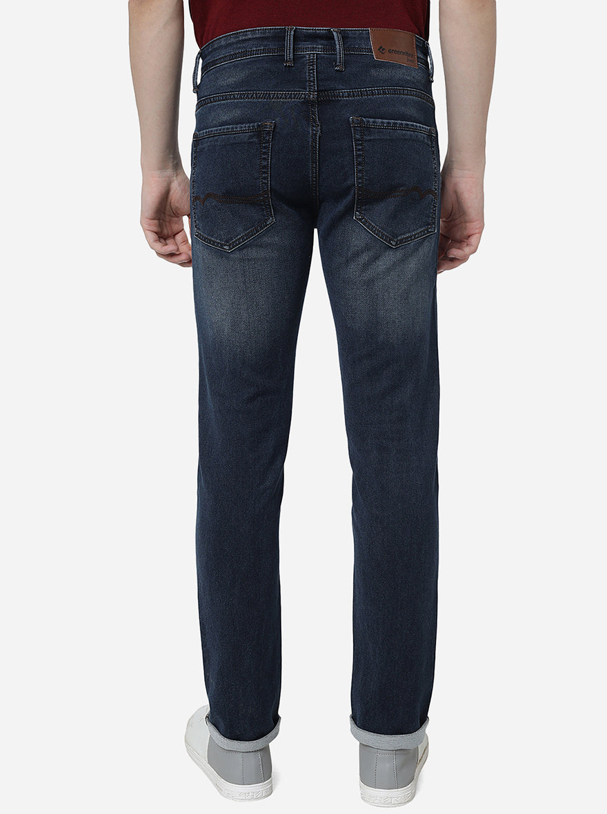 Indigo Blue Washed Slim Fit Jeans | Greenfibre