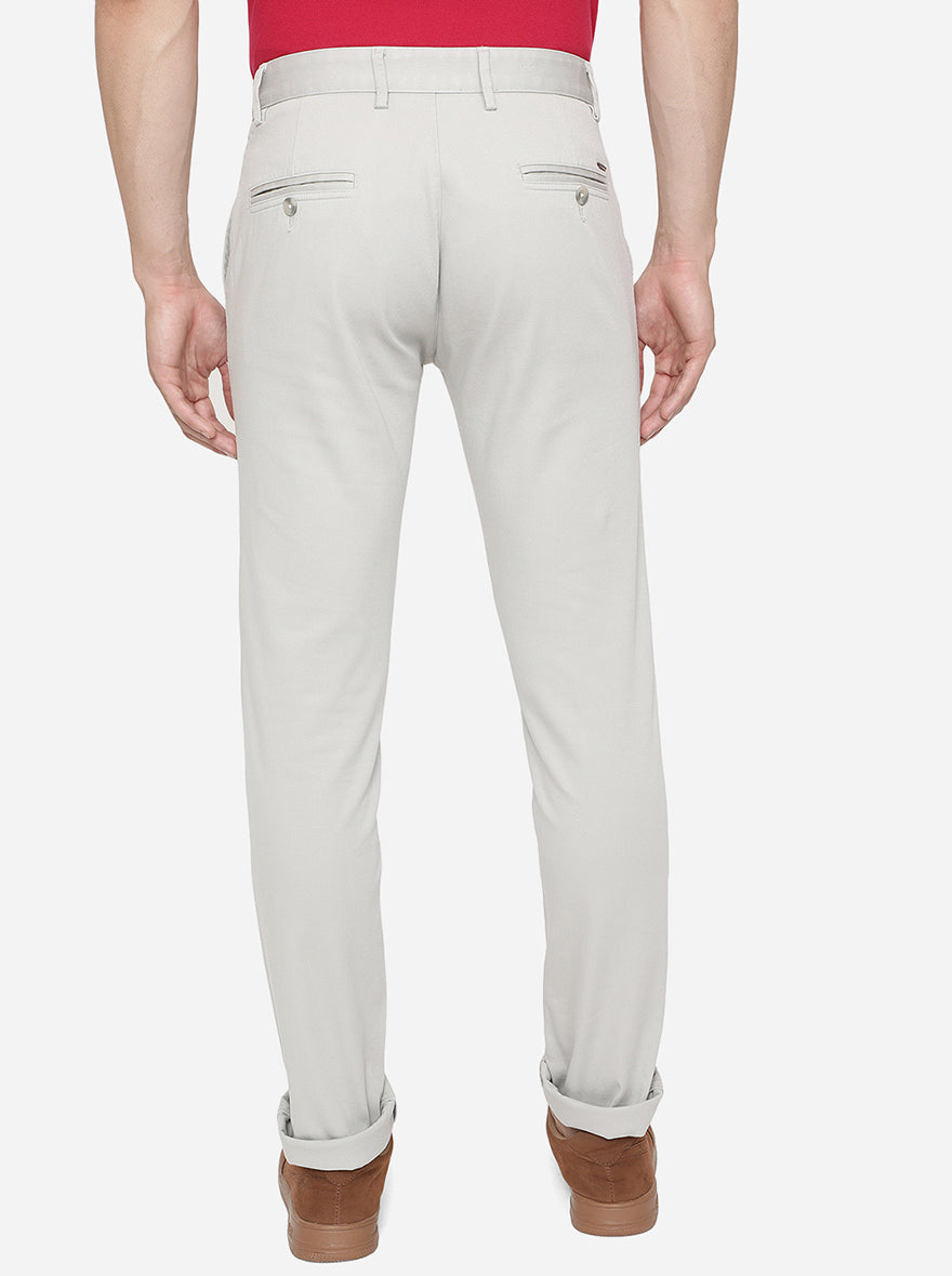 Grey Solid Slim Fit Casual Trouser | Greenfibre