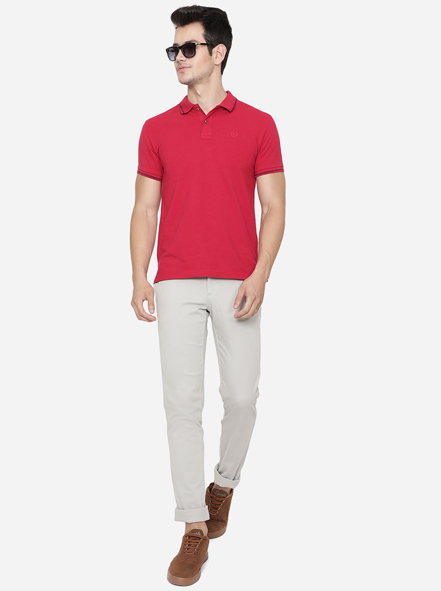 Grey Solid Slim Fit Casual Trouser | Greenfibre