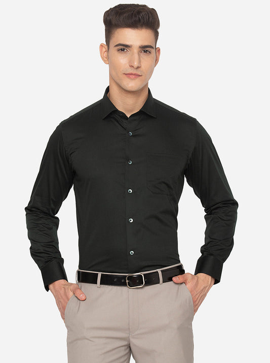 Black Solid Slim Fit Formal Shirt | Greenfibre