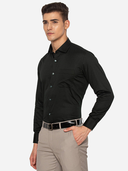 Black Solid Slim Fit Formal Shirt | Greenfibre