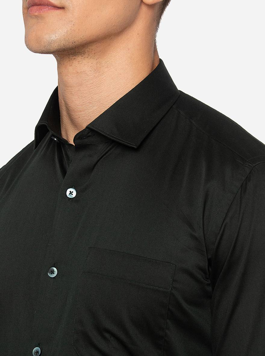Black Solid Slim Fit Formal Shirt | Greenfibre