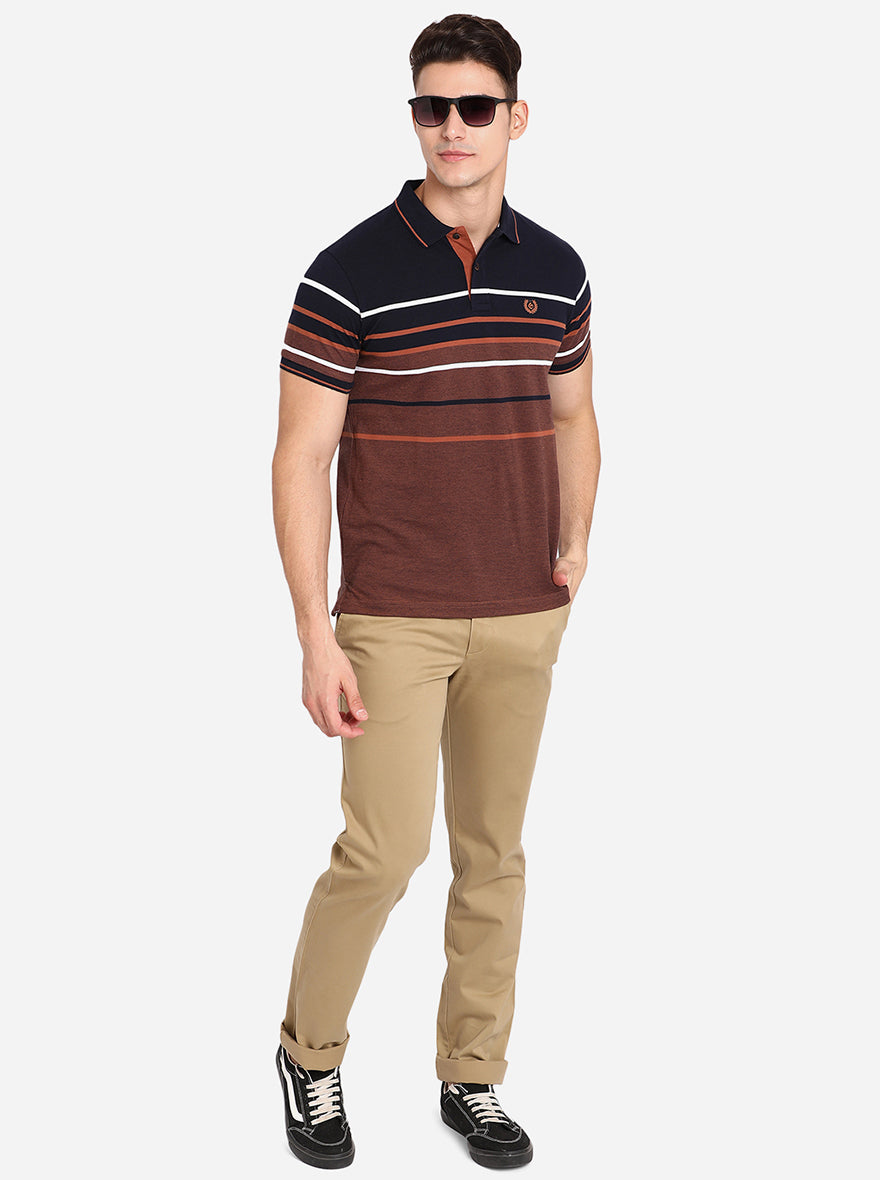 Khaki Solid Slim Fit Casual Trouser | Greenfibre