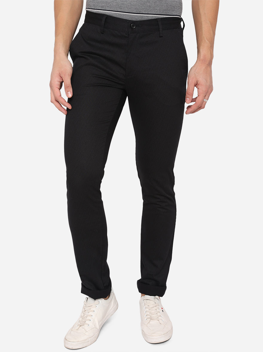 Black Solid Super Slim Fit Casual Trouser | Greenfibre