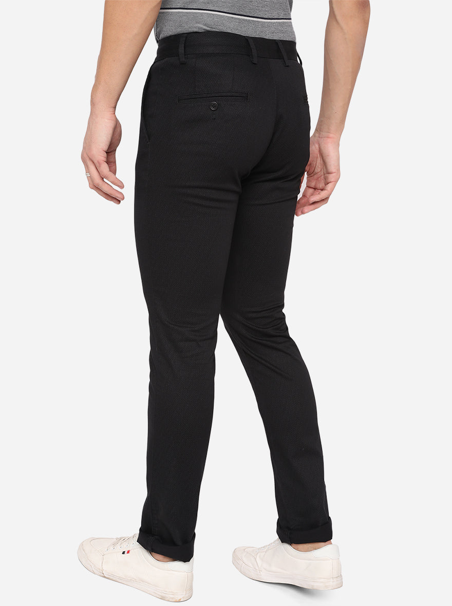 Black Solid Super Slim Fit Casual Trouser | Greenfibre