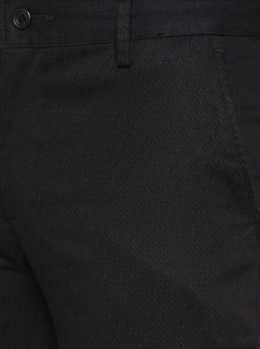 Black Solid Super Slim Fit Casual Trouser | Greenfibre
