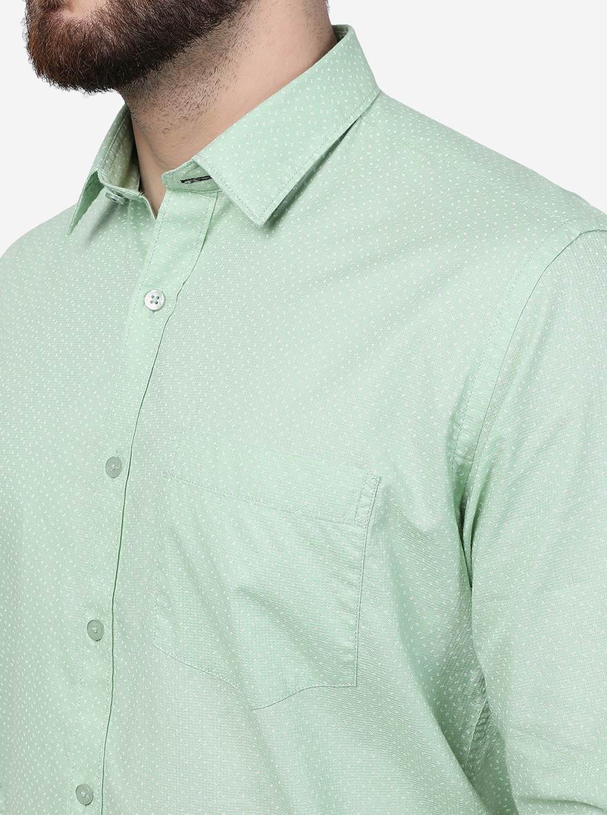 Green Printed Smart Fit Semi Casual Shirt | Greenfibre