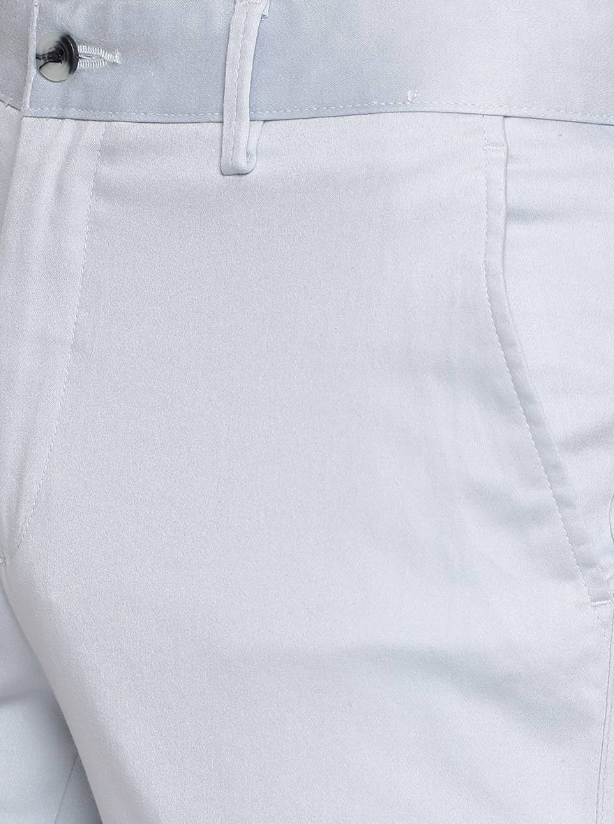 Light Blue Solid Super Slim Fit Casual Trouser | Greenfibre