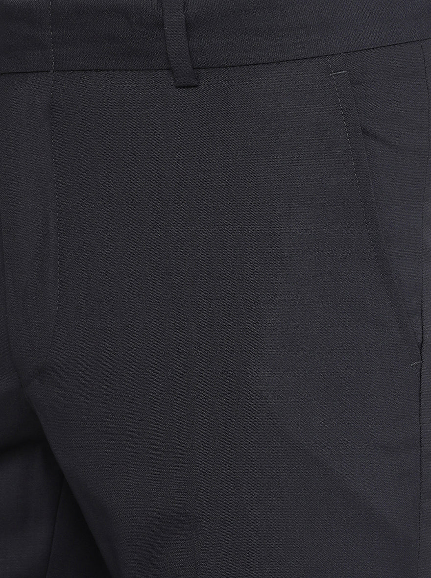 Dark Grey Solid Slim Fit Formal Trouser | Greenfibre